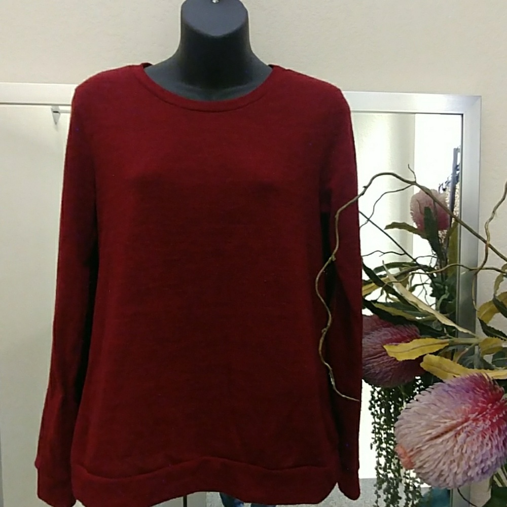 Dina Be L/S Knit Top with Sequin Elbow Patches